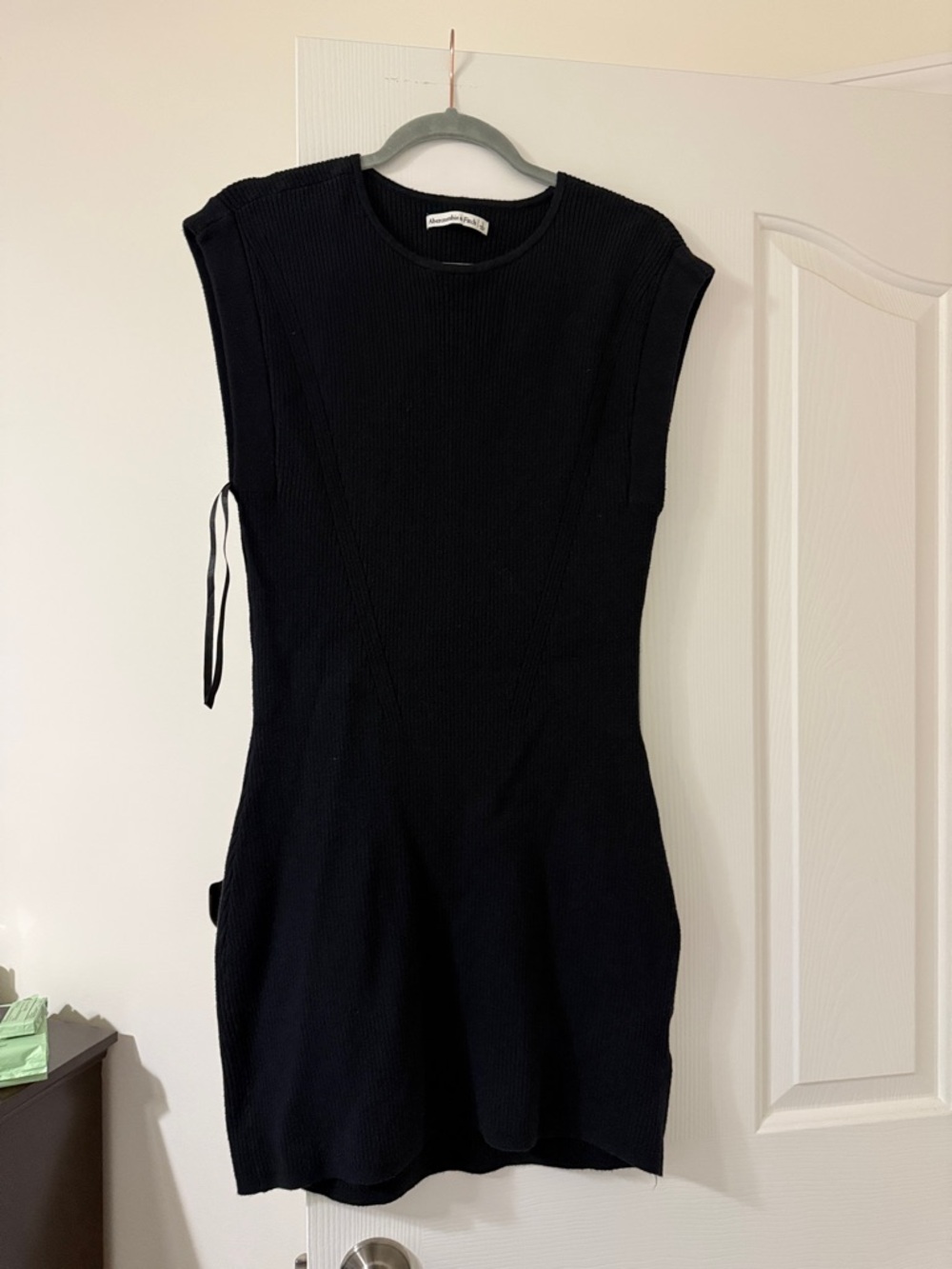 Abercrombie & Fitch Black Ribbed Midi Dress